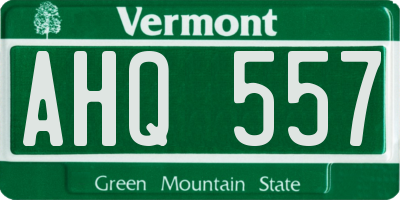 VT license plate AHQ557