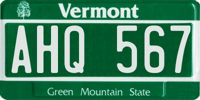 VT license plate AHQ567