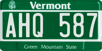 VT license plate AHQ587