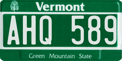 VT license plate AHQ589