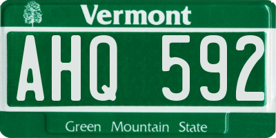 VT license plate AHQ592