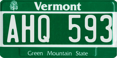 VT license plate AHQ593