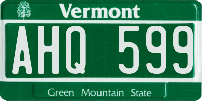 VT license plate AHQ599