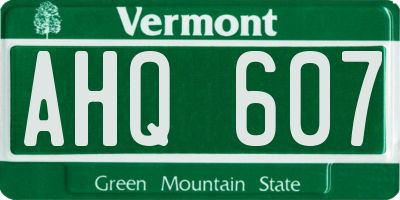 VT license plate AHQ607