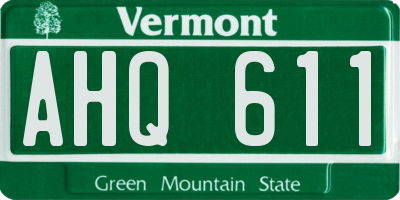 VT license plate AHQ611