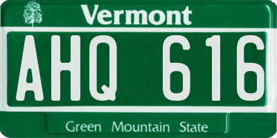 VT license plate AHQ616