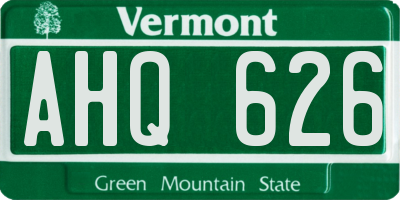 VT license plate AHQ626