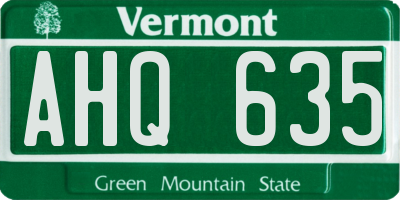 VT license plate AHQ635