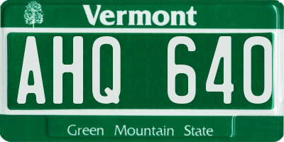 VT license plate AHQ640