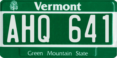 VT license plate AHQ641