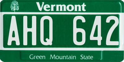VT license plate AHQ642