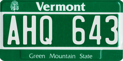 VT license plate AHQ643