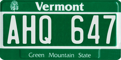 VT license plate AHQ647