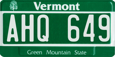 VT license plate AHQ649