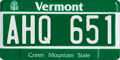 VT license plate AHQ651