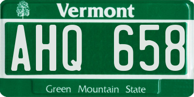 VT license plate AHQ658