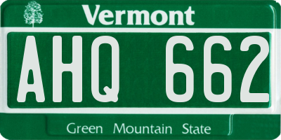 VT license plate AHQ662