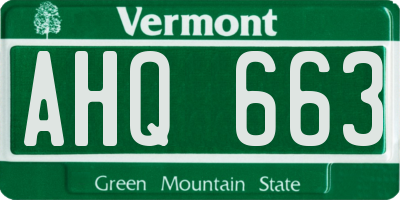 VT license plate AHQ663
