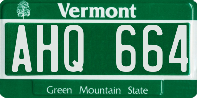 VT license plate AHQ664