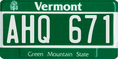 VT license plate AHQ671