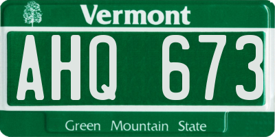 VT license plate AHQ673