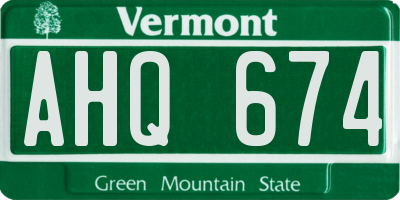 VT license plate AHQ674