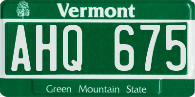 VT license plate AHQ675
