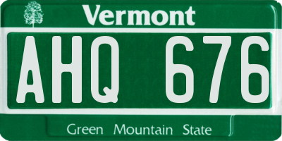 VT license plate AHQ676