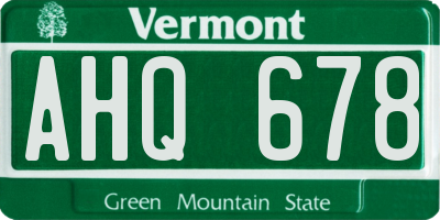 VT license plate AHQ678