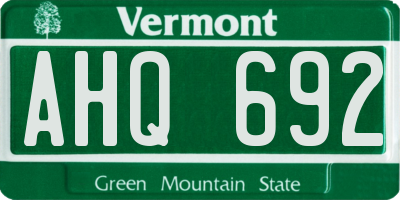 VT license plate AHQ692
