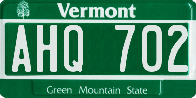 VT license plate AHQ702
