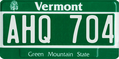 VT license plate AHQ704