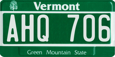 VT license plate AHQ706