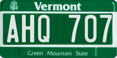 VT license plate AHQ707