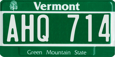 VT license plate AHQ714
