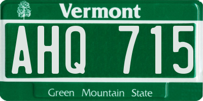 VT license plate AHQ715