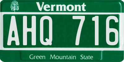 VT license plate AHQ716