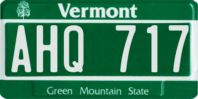 VT license plate AHQ717