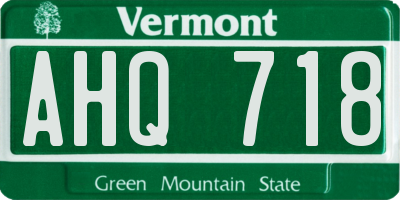 VT license plate AHQ718