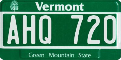 VT license plate AHQ720