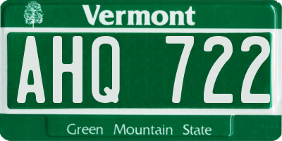 VT license plate AHQ722