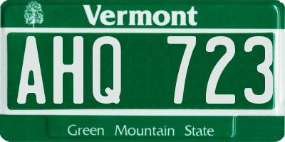 VT license plate AHQ723