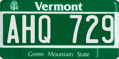 VT license plate AHQ729
