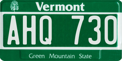 VT license plate AHQ730
