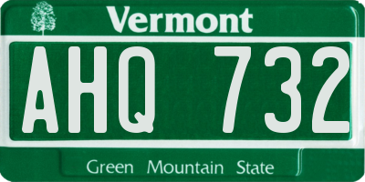 VT license plate AHQ732
