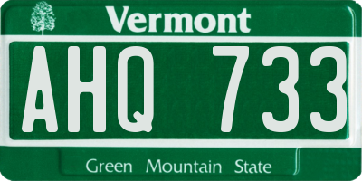 VT license plate AHQ733