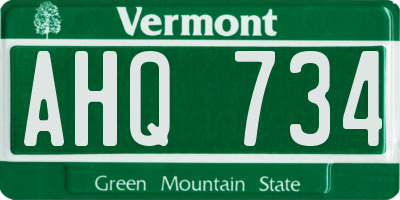 VT license plate AHQ734
