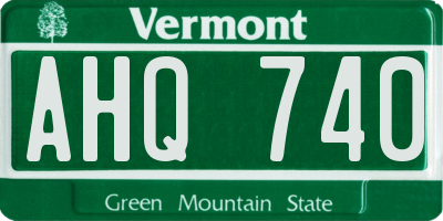 VT license plate AHQ740