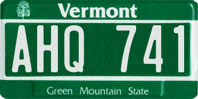 VT license plate AHQ741