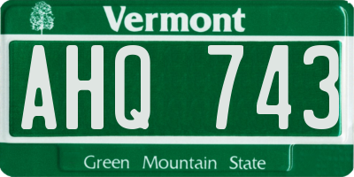VT license plate AHQ743